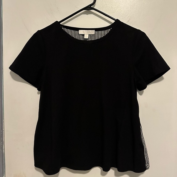 Anthropologie Eri & Ali Gingham-Peplum Back Short Sleeve Top - Picture 4 of 6